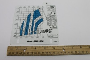 Genie Lift Part # 215627GT - LOAD CHART, GTH-1056, 3-4, EA