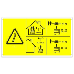 Genie Lift Part # T112808GT - DECAL,SYM MAX CAP 227 KG,CE, EA
