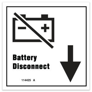 Genie Lift Part # 114425GT - DECAL,BATTERY DISCONNECT, EA