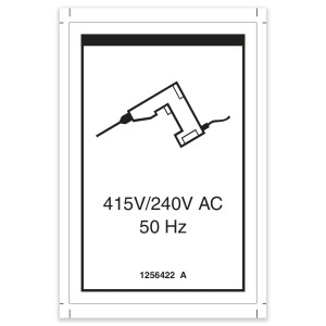Genie Lift Part # 1256422GT - DECAL, POWER TO PLATFORM, 415V/240V 50HZ, EA