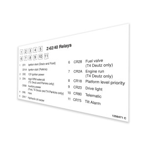 Genie Lift Part # 1258471GT - DECAL Z62 RELAYS, EA