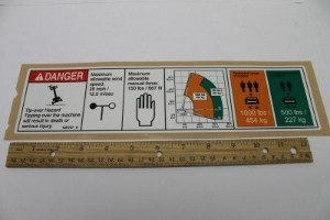 Genie Lift Part # 1261737GT - DECAL,INST PLAT CAP 60X,WORD, EA