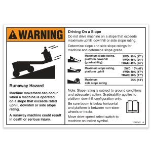 Genie Lift Part # 1262342GT - DECAL,WORD,SLOPE RATING,S60, EA