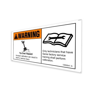 Genie Lift Part # 1263541GT - DECAL, TIP OVER HAZARD, EA