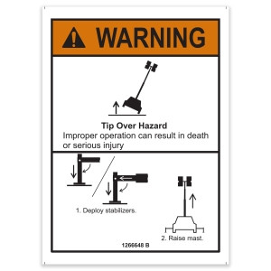 Genie Lift Part # 1266648GT - DECAL,WARNING TIP-OVER HAZ, EA