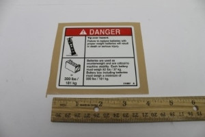 Genie Lift Part # 214867GT - DECAL,BATT.TRAY/WEIGHT,GS-4047, EA