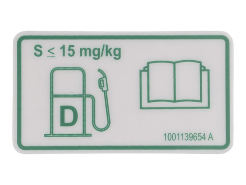 JLG Part # 1001139654 | DECAL,ULTRA LOW SULPHUR FUEL, EA