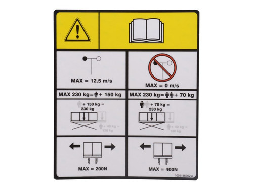JLG Part # 1001146902 | DECAL,CAPACITY, EA