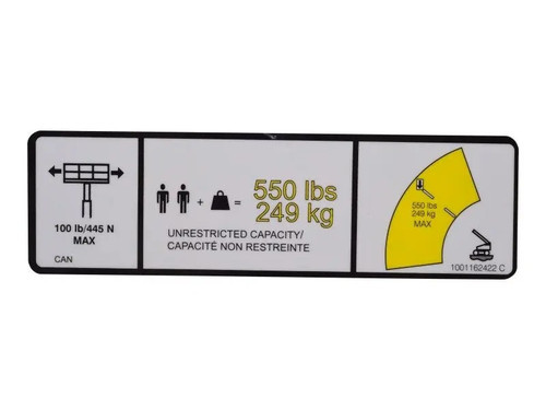 JLG Part # 1001162422 | DECAL,550 LBS MAX CAPACITY, EA