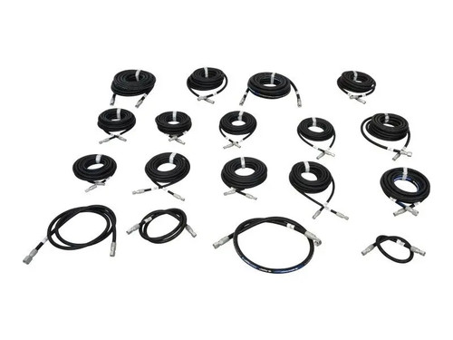 Product layout of the lower PowerTrack hose kit arranged on a clean surface to highlight hose length and fitting placement.