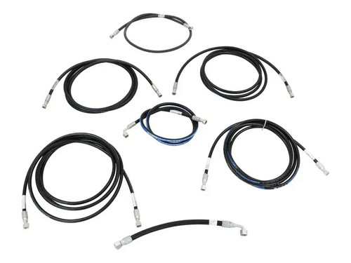 The JLG 1001209635 Platform Valve Hose Kit displayed as a complete OEM assembly, highlighting durable hydraulic hoses and precision-engineered fittings for JLG 860SJ equipment.