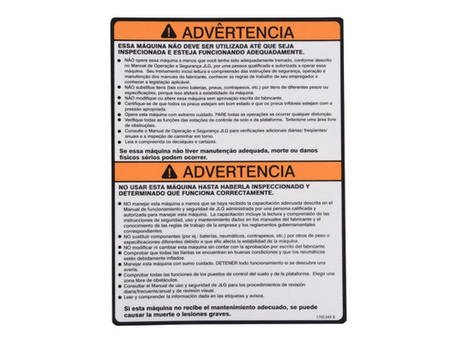 JLG Part # 1705349 | DECAL,INSPECTION POR/SPA(1350S, EA