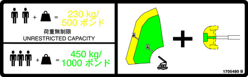 JLG Part # 1705480 | DECAL,WARN DUAL CAP MTB JPN, EA