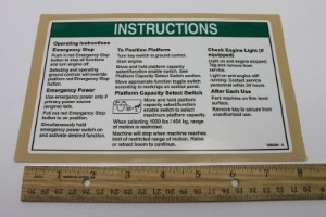 Genie Lift Part # 1262344GT - DECAL, OPERATING INSTRUCTIONS, EA