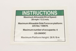 Genie Lift Part # 237119GT - DECAL,NOTICE,SIDE FRC GS2669DC, EA