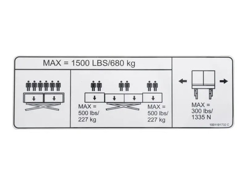 JLG Part # 1001191732 | DECAL,CAP (1500LB-680KG)DUAL, EA