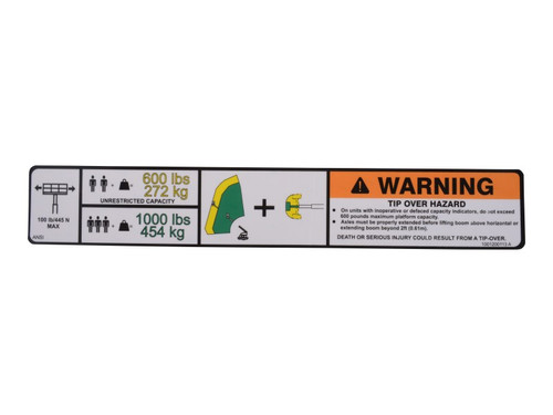 JLG Part # 1001200113 | DECAL,WARNING DUAL CAP. (ANSI), EA