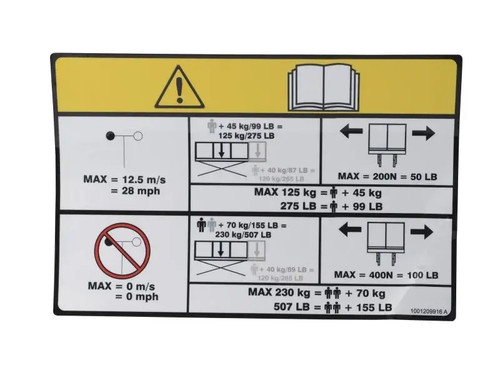 JLG Part # 1001209916 | DECAL,CAPACITY (507LBS/230KG), EA