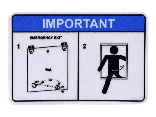 JLG Part # 1001212049 | DECAL,EMERGENCY EXIT ANSI, EA