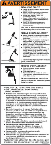 JLG Part # 1001215007 | DECAL,WARNING, EA