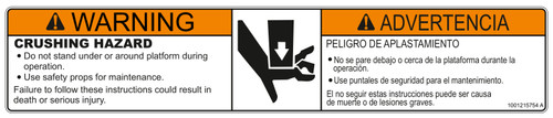 JLG Part # 1001215754 | DECAL,CRUSHING HAZARD, EA