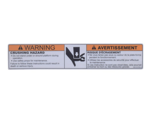 JLG Part # 1001215755 | DECAL,CRUSHING HAZARD, EA