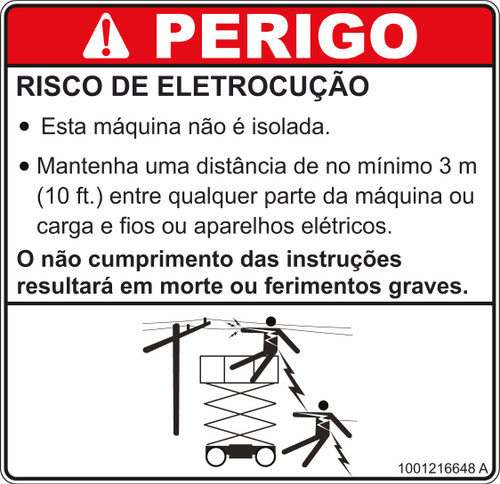 JLG Part # 1001216648 | DECAL,DANGER ELECTROCUTION, EA