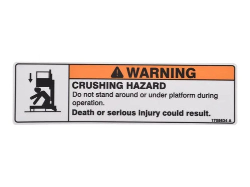 JLG Part # 1705634 | DECAL,CRUSHING, EA