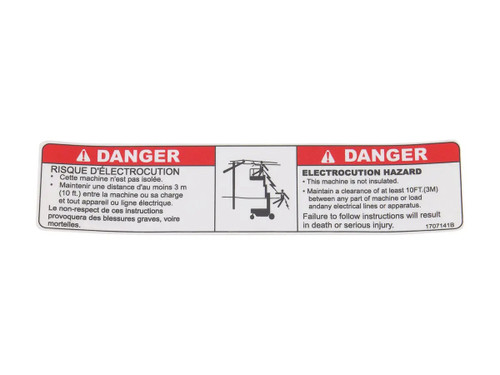JLG Part # 1707141 | DECAL,DANGER ELECT. FRE/ENG, EA