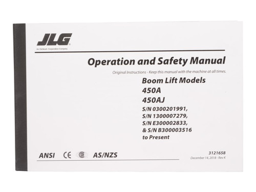 JLG Part # 3121658 | MNL 450AJ GBL OPER/SAFETY, EA