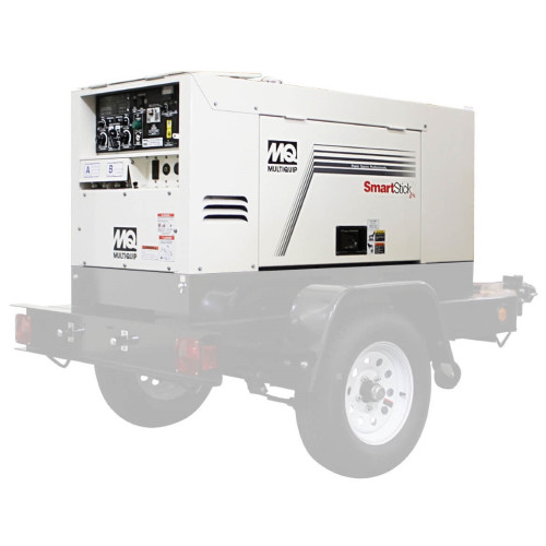Low noise level — produces only 70 dBA.
Outstanding arc characteristics plus the ability to connect machines together for parallel operation.
One or Two-man operation. Independent controls and up to 200 amps for each operator or 400 amps for one operator.
Full-panel GFCI protection that is OSHA and NEC compliant.
Dependable Tier 4 Kubota diesel engine is backed by a three-year engine manufacturer’s warranty.
A standard self-priming fuel system allows quick starting even if the engine is run dry. Automatic idle control is standard for improved fuel economy.
E-Mode improves fuel efficiency by allowing the operator to weld with the engine at idle speed at up to 240 amps. This standard feature greatly reduces
operating costs and noise levels.
Arc Force Control allows the operator to fine tune DC current during low voltage welding conditions.
This standard feature helps prevent electrodes from sticking during short arc length welding.
Safety shut-downs are provided for water, oil level and DC thermal overload.
Available accessories include welding cables, wire remotes, battery tenders, fuel heaters, trailers and wheel kits. Trailers can be outfitted
with an extended runtime fuel cell, welding cable carriers and a large capacity tool box.