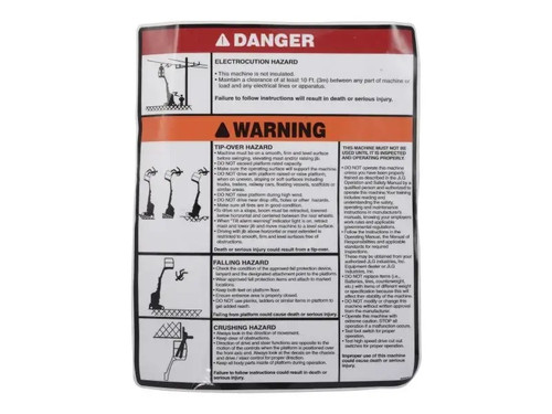 JLG Part # AU2018 | DECAL, DANGER T1010, EA