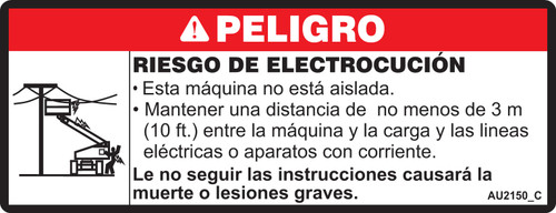 JLG Part # AU2150 | DECAL,ELECTROCUTION HAZARD, EA