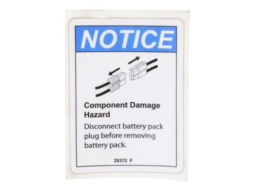 JLG Part # GN28372GT | GN-DECAL, NOTICE BATT CABLES, EA