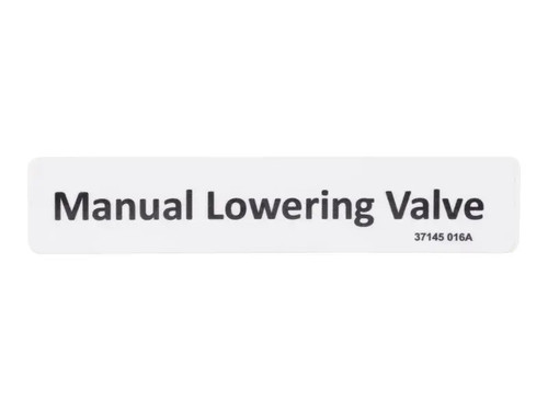 JLG Part # GN37145 | GN-DECAL, MANUAL LOWER VALVE, EA