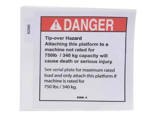 JLG Part # GN82686 | GN-DECAL, DANGER, TIP OVER, EA
