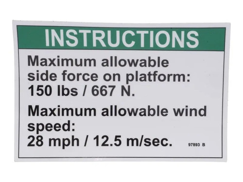 JLG Part # GN97893 | GN-DECAL, NOTICE SIDE FOR/WIND, EA