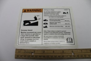 Genie Lift Part # 1262132GT - DECAL, WARNING, RUNAWAY MACHINE, EA