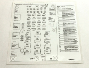 Genie Lift Part # 1272926FRGT - DECAL, FUSE/RELAY BOARD, GTH, EA