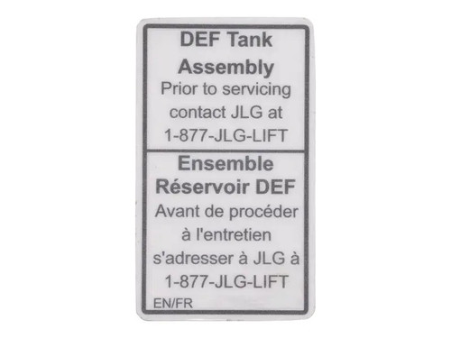 JLG Part # 1001230311 | DECAL,DEF TANK SERVICE EN/FR, EA