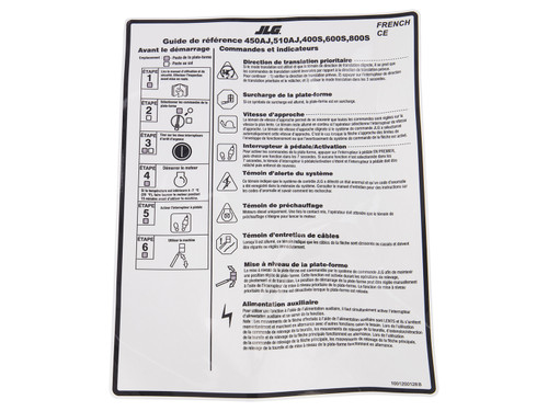 JLG Part # 1001200128 | DECAL,QUICK START GUIDE, EA