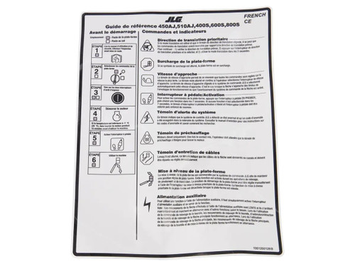 JLG Part # 1001200128 | DECAL,QUICK START GUIDE, EA