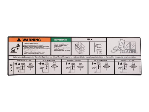 JLG Part # 1001199035 | DECAL,DECAL,SKYGLAZIER CAP, EA