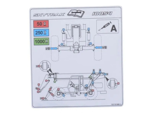 JLG Part # 1001191996 | DECAL,LUBRICATION CHART 10054, EA