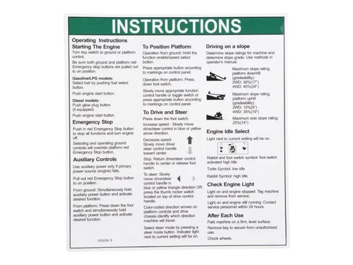 JLG Part # 1000238GT | GN-DECAL,NOTICE OPERATING, EA
