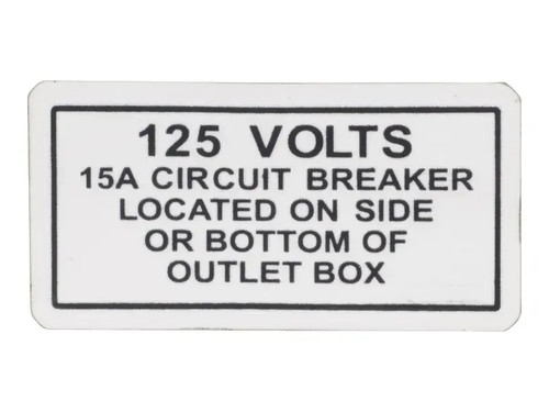 JLG Part # 0070921SN | SN-DECAL, 125 VOLTS, EA