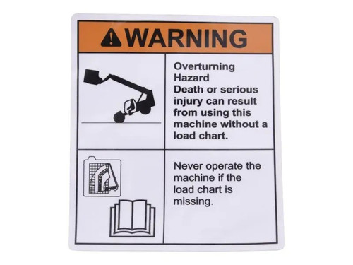 JLG Part # 114356GT | GN-DECAL WARNING NO LOAD CHART, EA