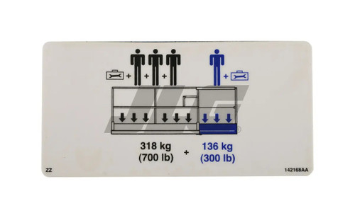 JLG Part # 142168SJ | SJ-PLTFM CAPACITY DECAL, EA