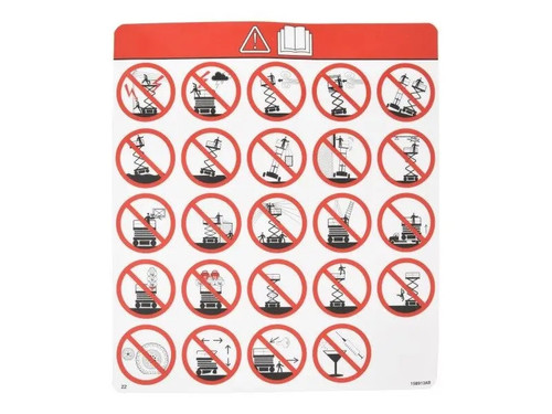 JLG Part # 158913 | SJ-LABEL VL WARNING HAZARDS, EA