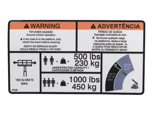 JLG Part # 1707051 | DECAL,WARNING DUALCAP(POR/ENG), EA